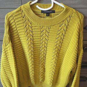 Marc New York Womens Yellow Cableknit Sweater L